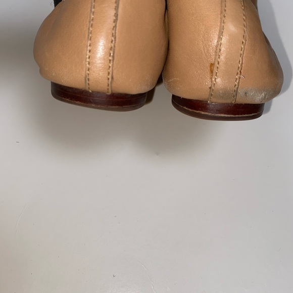 Tory Burch Tan Leather Ballet Flats With Logo Sz Women’s 7.5 M - Picture 3 of 11